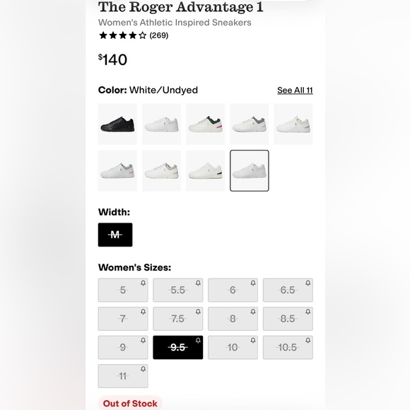 *Barely Worn* On Roger Advantage 1 Women's White Leather Sneakers, Size 9.5 - Picture 3 of 16